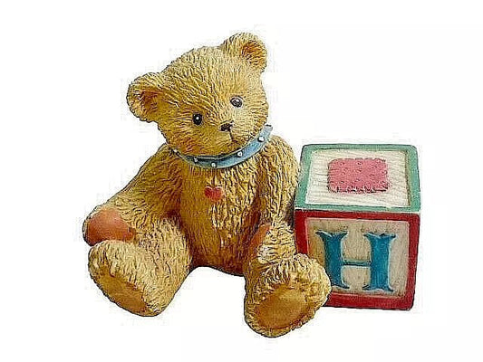 Cherished Teddies: Bear With ABC "H" Block Figurine - Collector Store LLC