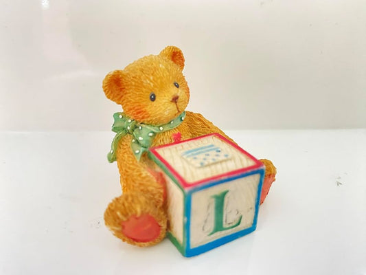 Cherished Teddies: Bear With ABC "L" Block Figurine - Collector Store LLC