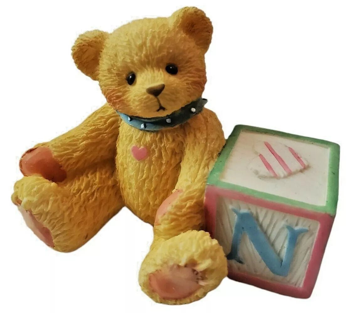 Cherished Teddies: Bear With ABC "N" Block Figurine - Collector Store LLC