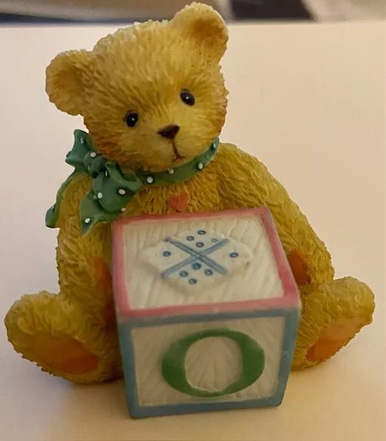 Cherished Teddies: Bear With ABC "O" Block Figurine - Collector Store LLC