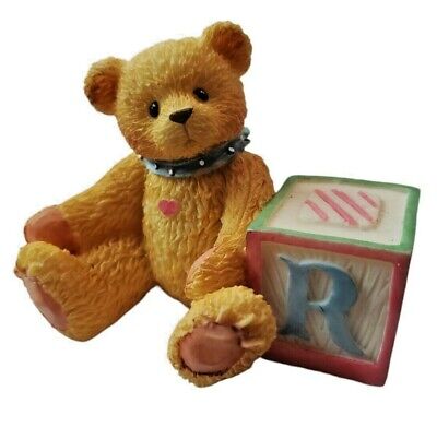 Cherished Teddies: Bear With ABC "R" Block Figurine - Collector Store LLC