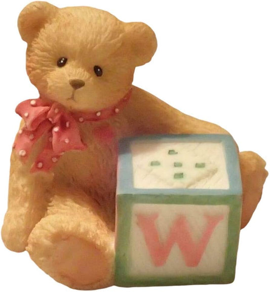 Cherished Teddies: Bear With ABC "W" Block Figurine - Collector Store LLC