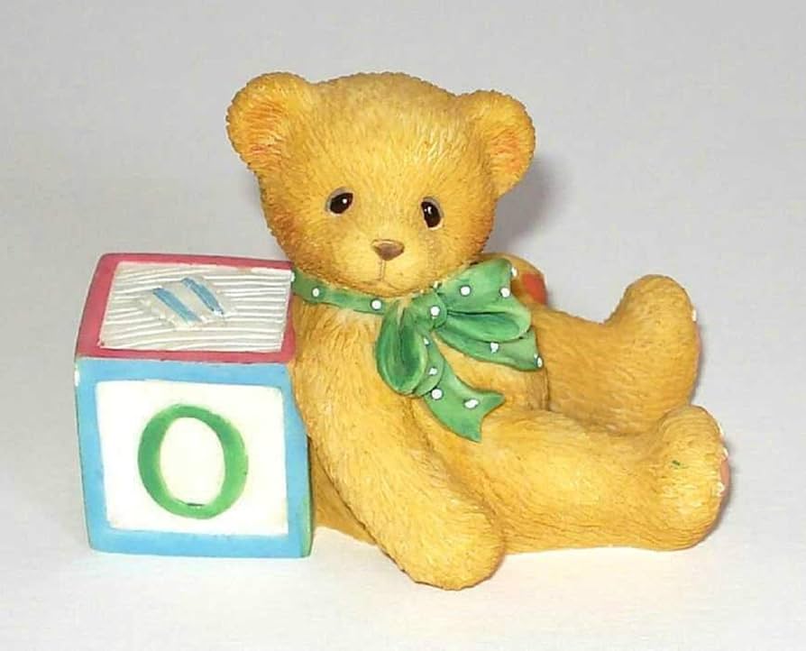 Cherished Teddies: Bear With Number "0" Block Mini Figurine - Collector Store LLC