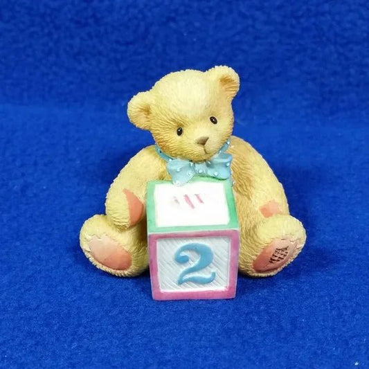 Cherished Teddies: Bear With Number "2" Block Mini Figurine - Collector Store LLC