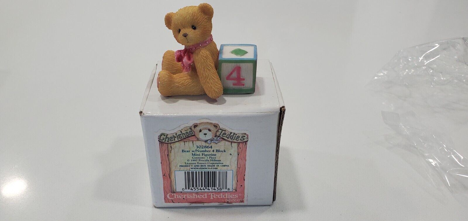 Cherished Teddies: Bear With Number "4" Block Mini Figurine - Collector Store LLC