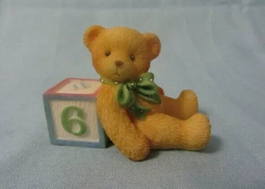 Cherished Teddies: Bear With Number "6" Block Mini Figurine - Collector Store LLC