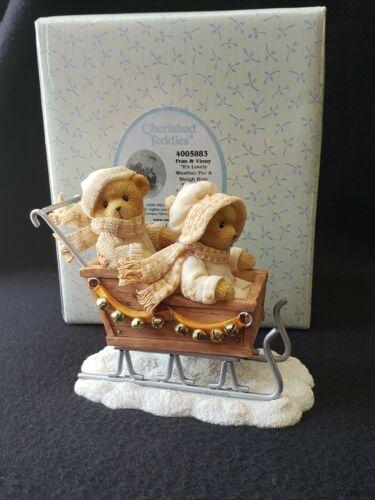 Cherished Teddies: Fran & Vinny "It's Lovely Weather For A Sleigh Ride Together" Figurine - Collector Store LLC