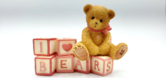 Cherished Teddies: "I Love Bears" Bear With Love Letters Mini Figurine - Collector Store LLC