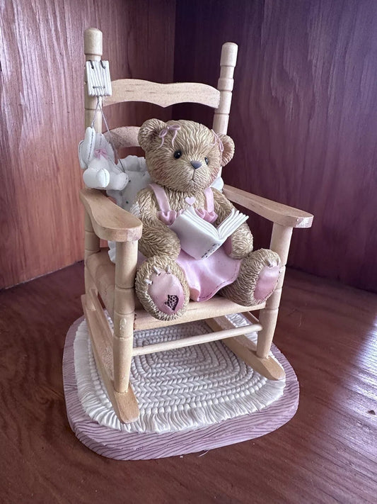 Cherished Teddies: Lucky "Rocking Away In My Favorite Reading Chair" Figurine - Collector Store LLC