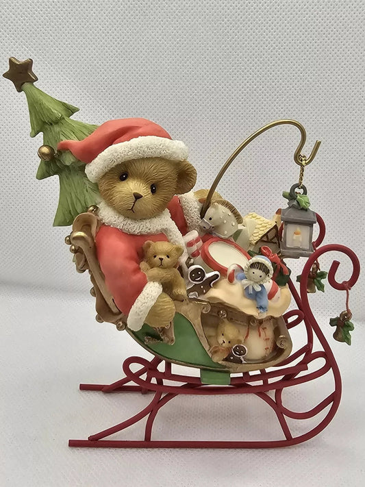 Cherished Teddies: Nate "Santa's Sleigh Is On Its Way" Figurine - Collector Store LLC