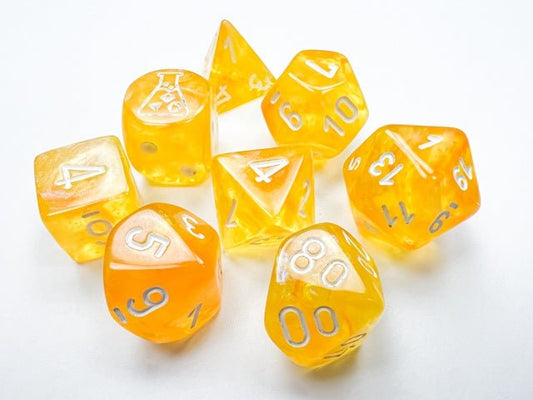 Chessex: Borealis Canary/White Polyhedral 7 - Dice Set (with Bonus Dice) - Collector Store LLC