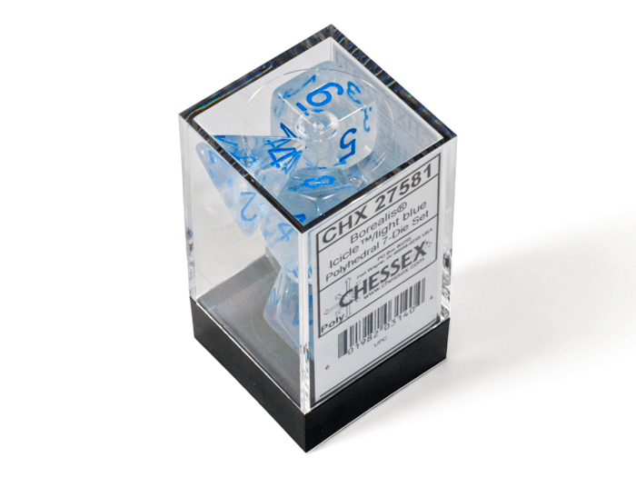 Chessex: Borealis Icicle/LightBlue Polyhedral 7 - Dice Set - Collector Store LLC