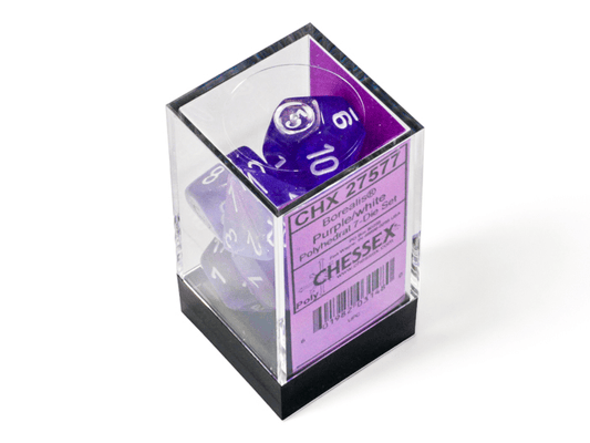 Chessex: Borealis Purple/White Polyhedral 7 - Dice Set - Collector Store LLC