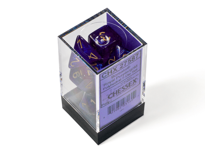 Chessex: Borealis RoyalPurple/Gold Polyhedral 7 - Dice Set - Collector Store LLC