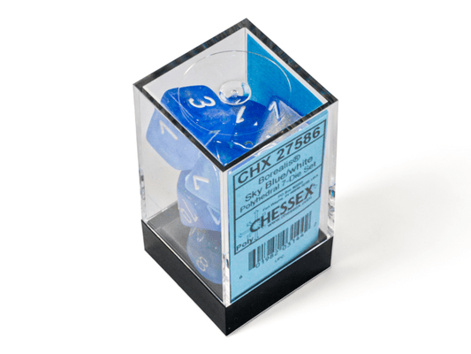 Chessex: Borealis SkyBlue/White Polyhedral 7 - Dice Set - Collector Store LLC