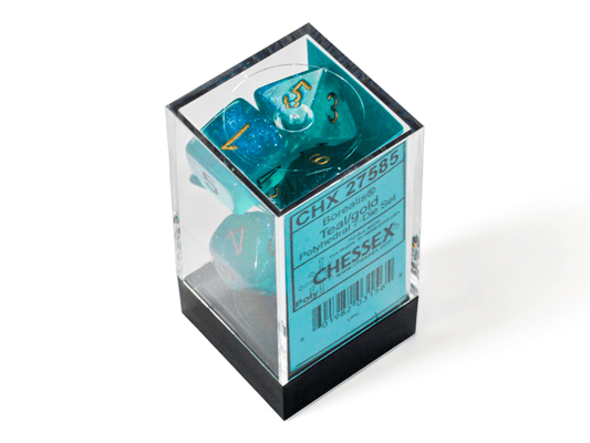 Chessex: Borealis Teal/Gold Polyhedral 7 - Dice Set - Collector Store LLC