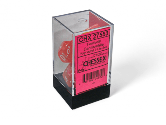 Chessex: Festive Dahlia/White Polyhedral 7 - Dice Set - Collector Store LLC