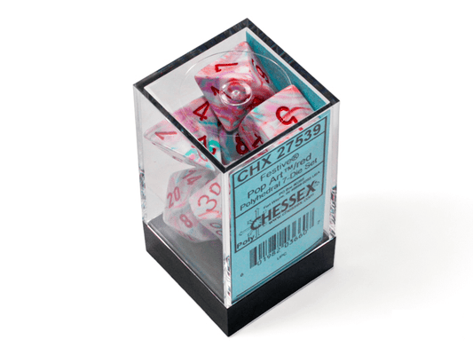 Chessex: Festive Pop - Art/Red Polyhedral 7 - Dice Set - Collector Store LLC