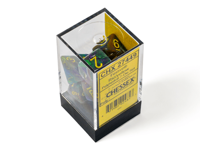 Chessex: Festive Rio/Yellow Polyhedral 7 - Dice Set - Collector Store LLC