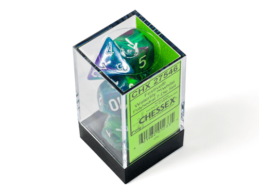 Chessex: Festive WaterLily/White Polyhedral 7 - Dice Set - Collector Store LLC