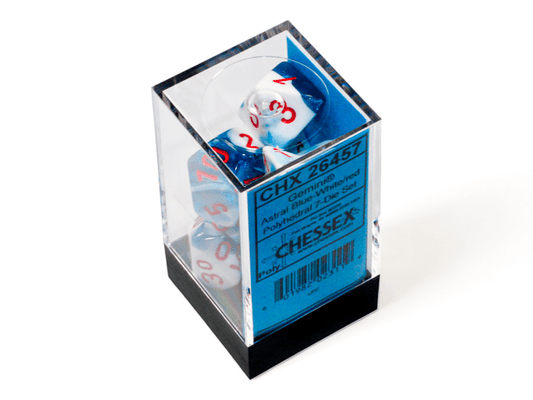 Chessex: Gemini AstralBlue/White Polyhedral 7 - Dice Set - Collector Store LLC