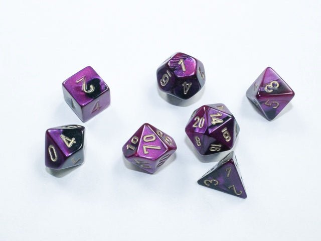 Chessex: Gemini Black/Purple MINI Polyhedral 7 - Dice Set - Collector Store LLC