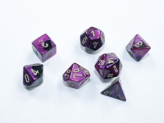 Chessex: Gemini Black/Purple MINI Polyhedral 7 - Dice Set - Collector Store LLC