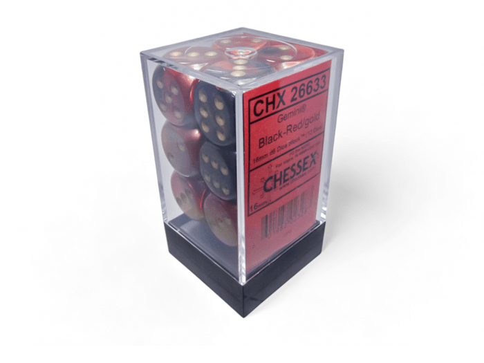 Chessex: Gemini Black/Red 16mm d6 Dice Block (12 Dice) - Collector Store LLC