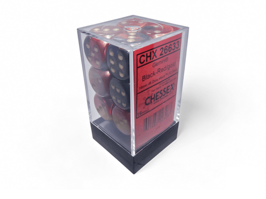 Chessex: Gemini Black/Red 16mm d6 Dice Block (12 Dice) - Collector Store LLC