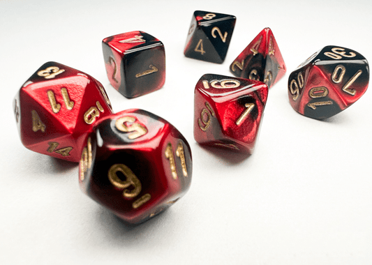 Chessex: Gemini Black/Red MINI Polyhedral 7 - Dice Set - Collector Store LLC