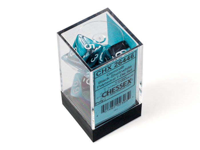 Chessex: Gemini Black/Shell Polyhedral 7 - Dice Set - Collector Store LLC