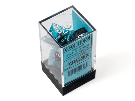 Chessex: Gemini Black/Shell Polyhedral 7 - Dice Set - Collector Store LLC