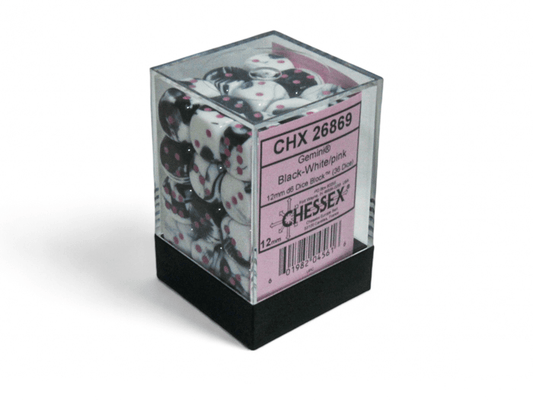 Chessex: Gemini Black/White 12mm d6 Dice Block (36 Dice) - Collector Store LLC