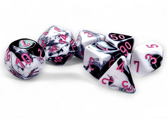 Chessex: Gemini Black/White Polyhedral 7 - Dice Set - Collector Store LLC