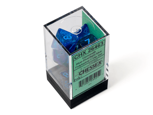 Chessex: Gemini Blue/Blue Polyhedral 7 - Dice Set - Collector Store LLC