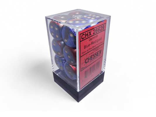 Chessex: Gemini Blue/Red 16mm d6 Dice Block (12 Dice) - Collector Store LLC