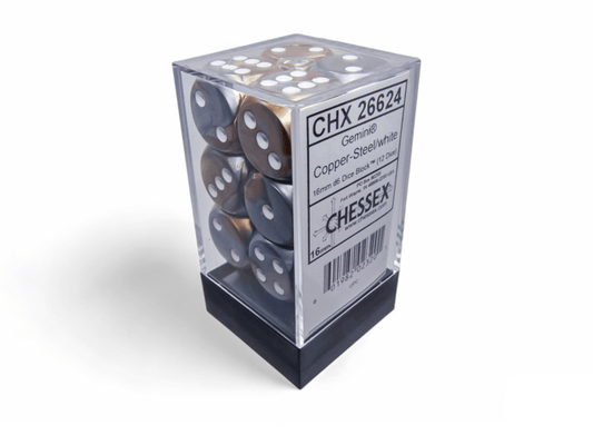 Chessex: Gemini Copper/Steel 16mm d6 Dice Block (12 Dice) - Collector Store LLC