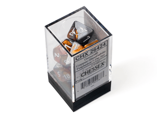 Chessex: Gemini Copper/Steel Polyhedral 7 - Dice Set - Collector Store LLC