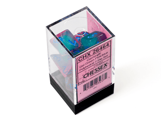 Chessex: Gemini Gel Green/Pink Polyhedral 7 - Dice Set - Collector Store LLC