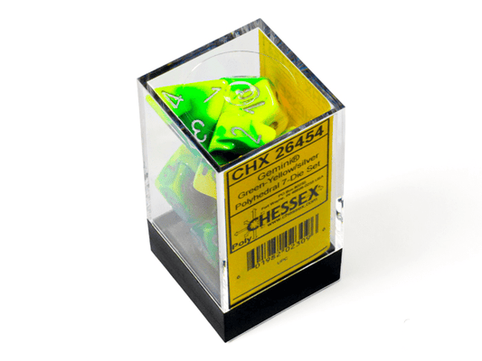 Chessex: Gemini Green/Yellow Polyhedral 7 - Dice Set - Collector Store LLC