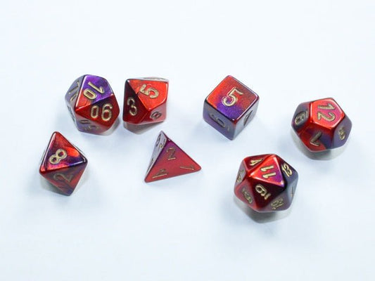 Chessex: Gemini Purple/Red MINI Polyhedral 7 - Dice Set - Collector Store LLC