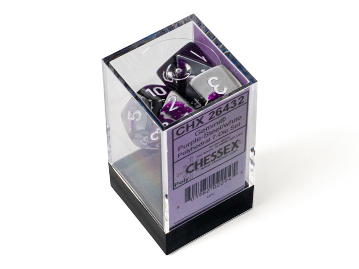Chessex: Gemini Purple/Steel Polyhedral 7 - Dice Set - Collector Store LLC