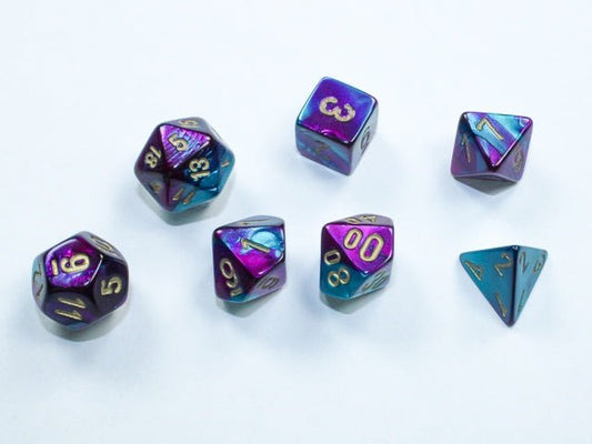 Chessex: Gemini Purple/Teal MINI Polyhedral 7 - Dice Set - Collector Store LLC