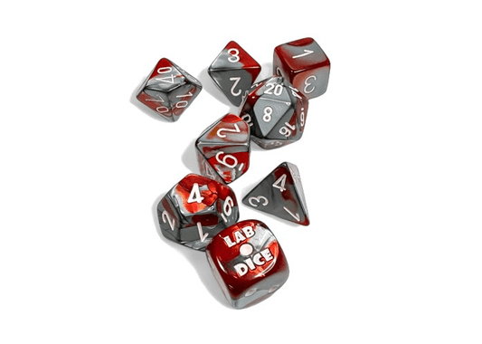 Chessex: Gemini Red/Steel Polyhedral 7 - Dice Set (with Bonus Dice) - Collector Store LLC