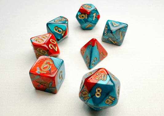 Chessex: Gemini Red/Teal MINI Polyhedral 7 - Dice Set - Collector Store LLC