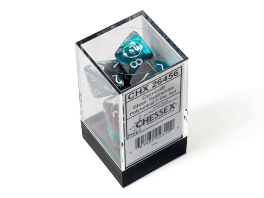 Chessex: Gemini Steel/Teal Polyhedral 7 - Dice Set - Collector Store LLC