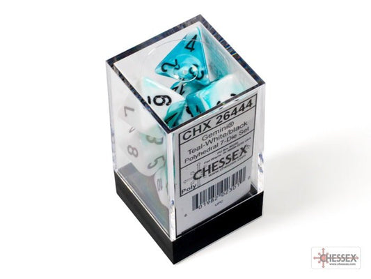 Chessex: Gemini Teal/White Polyhedral 7 - Dice Set - Collector Store LLC
