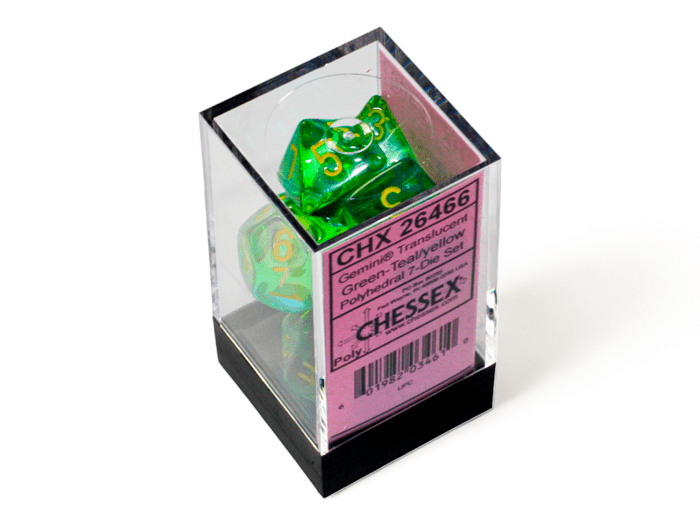 Chessex: Gemini Translucent Green/Teal Polyhedral 7 - Dice Set - Collector Store LLC