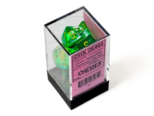 Chessex: Gemini Translucent Green/Teal Polyhedral 7 - Dice Set - Collector Store LLC