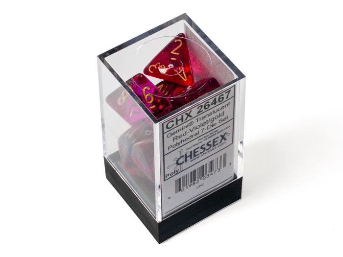 Chessex: Gemini Translucent Red/Violet Polyhedral 7 - Dice Set - Collector Store LLC